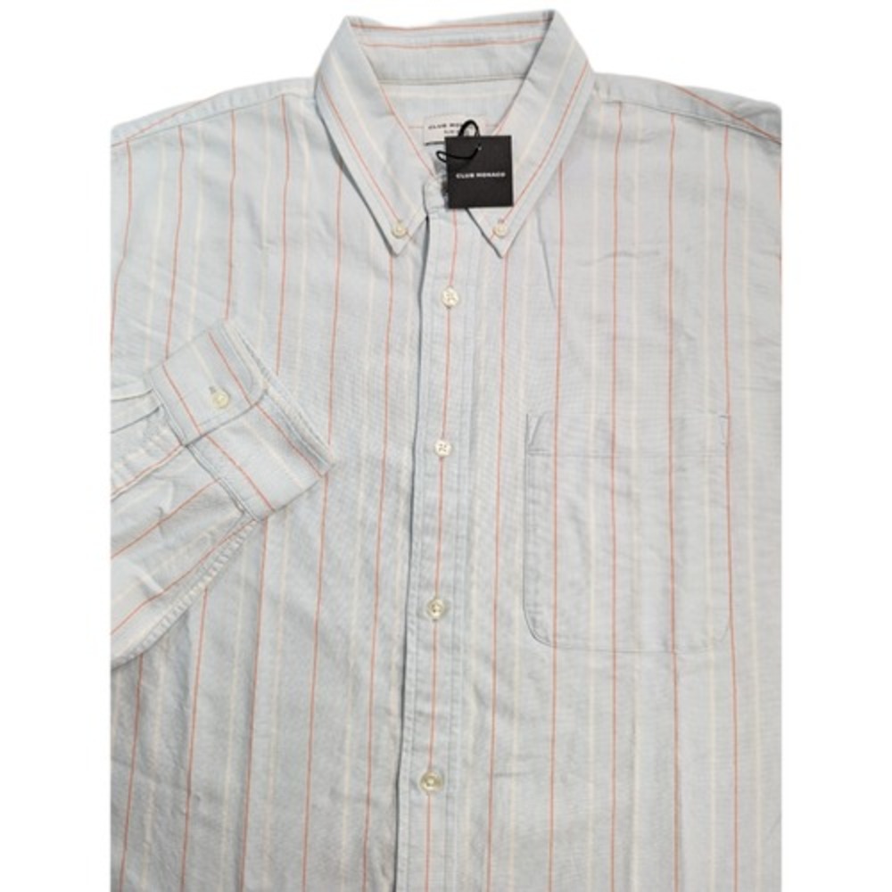 Club Monaco Mens Oxford Cotton Striped Button Down Shirt Sz XXL Slim NWT $90